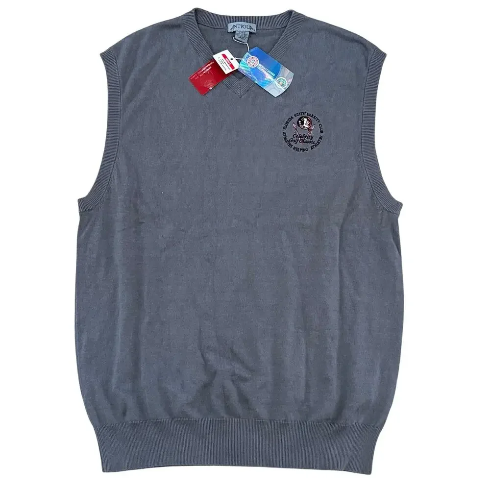 NWT Florida State Seminoles Men's Varsity Club Golf Vest Gray Antigua Size Large